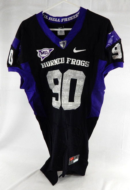 2010s Texas Christian TCU Frogs #90 Game Used Black Jersey Football NP R XL 921