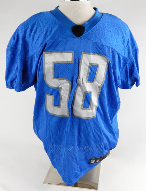 2017 Detroit Lions Paul Worrilow #58 Game Used Blue Practice Jersey 52 187