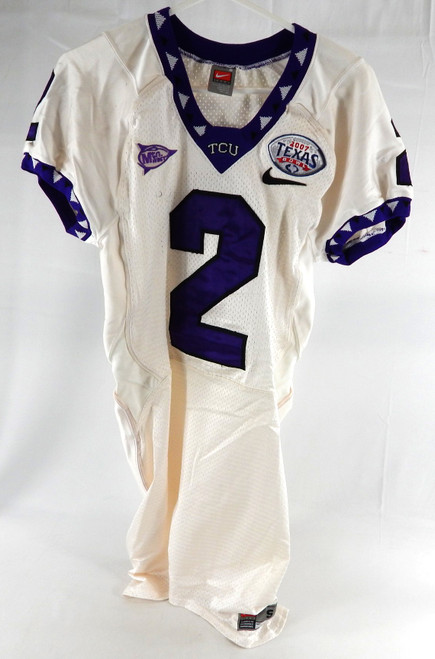 2007 Texas Christian Frogs #2 Game Used White Jersey Texas Bowl P Football 6