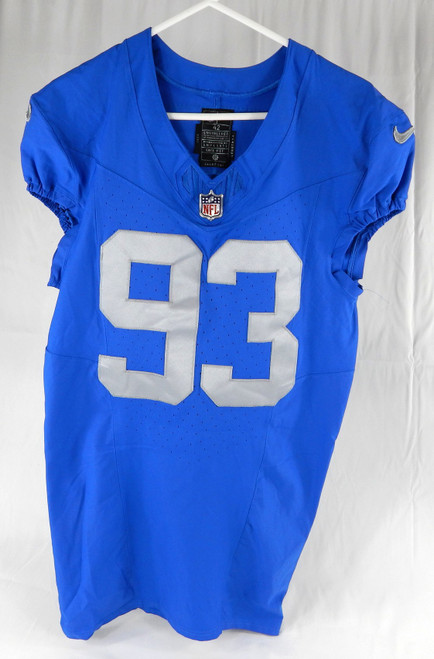 2023 Detroit Lions Josh Paschal #93 Game Issued Blue Jersey Thanksgiving 42 354