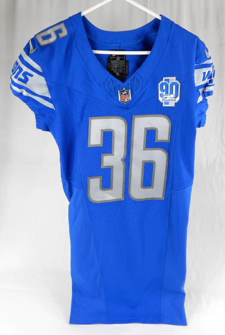 2023 Detroit Lions Steven Gilmore #36 Game Issued Blue Jersey 90 Seasons P 38 3