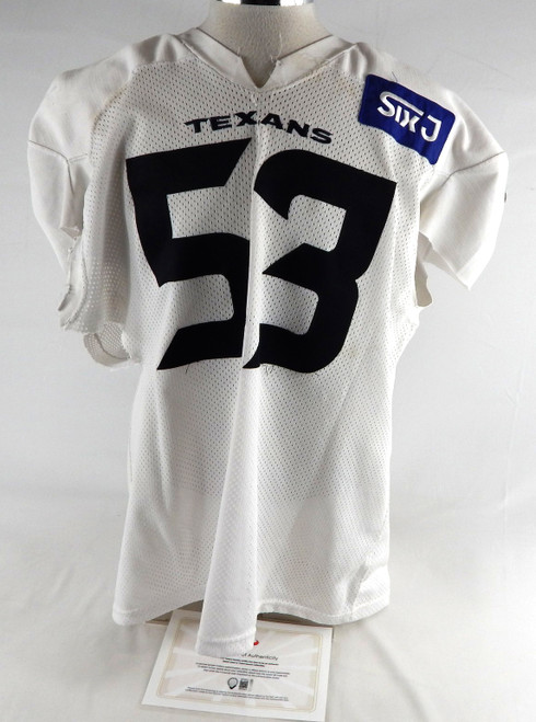 2025 Houston Texans Junior Tafuna #53 Game Used White Practice Jersey 3XL 519