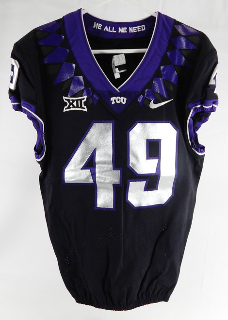 2019-24 Texas Christian TCU Frogs #49 Game Used Black Jersey Football NP R 40 3