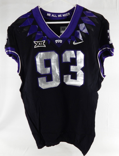 2019-24 Texas Christian TCU Frogs #93 Game Used Black Jersey Football NP R 48 54