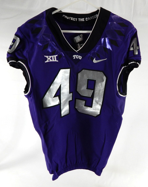 2019-24 Texas Christian TCU Frogs #49 Game Used Purple Jersey Football NP R 40 9