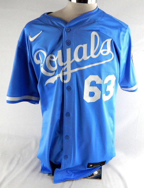 2025 Kansas City Royals Steven Zobac #63 Game Issued P Used Powder Blue Jersey 9