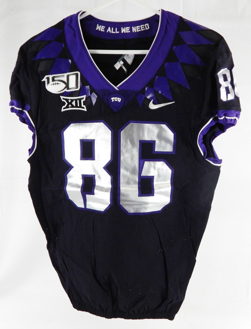 2019-24 Texas Christian TCU Frogs #86 Game Used Black Jersey 150 P Football NPR2