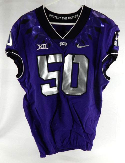 2020 Texas Christian TCU Frogs #50 Game Used Purple Jersey Football NP R 46 801