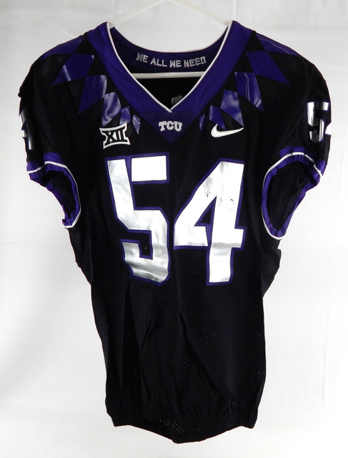 2019-24 Texas Christian TCU Frogs #54 Game Used Black Jersey Football NP R 46 89