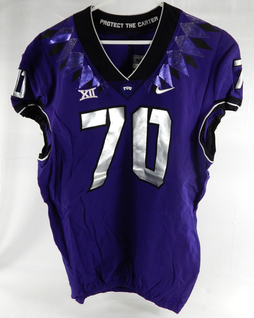 2019-24 Texas Christian TCU Frogs #70 Game Used Purple Jersey Football NP R 48 2