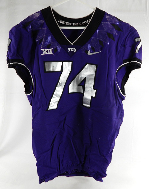 2019-24 Texas Christian TCU Frogs #74 Game Used Purple Jersey Football NP R 48 6