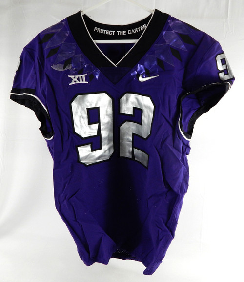 2019-24 Texas Christian TCU Frogs #92 Game Used Purple Jersey Football NP R 46 1