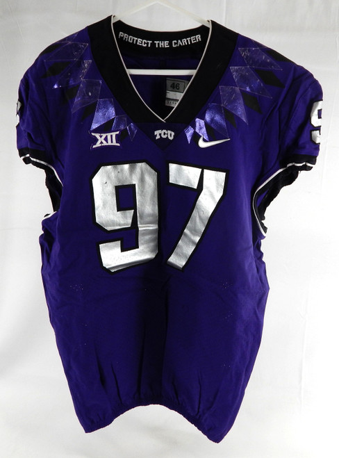 2019-24 Texas Christian TCU Frogs #97 Game Used Purple Jersey Football NP R 46 4