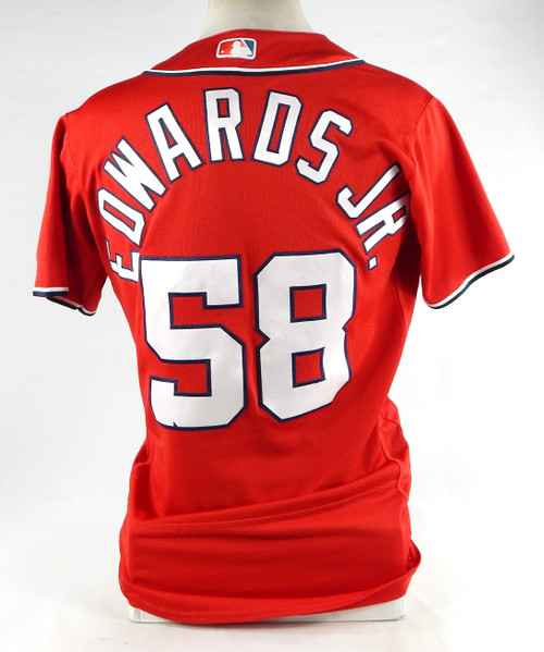 2023 Washington Nationals Carl Edwards Jr. #58 Game Issued Pos Used Red Jersey 0