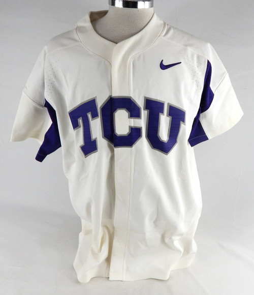 2017 Texas Christian TCU Horned Frogs Blank Game Issued White Jersey Baseball 8