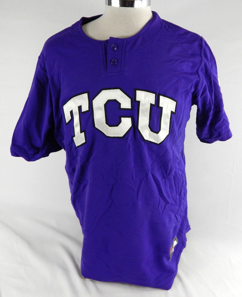 2000s Texas Christian TCU Horned Frogs #15 Game Used Purple Jersey Baseball XL 8