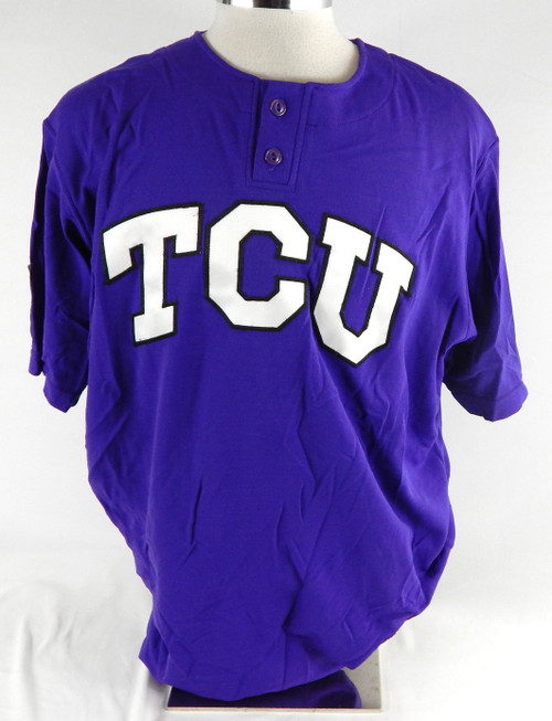 2000s Texas Christian TCU Horned Frogs #12 Game Used Purple Jersey Baseball XL 9