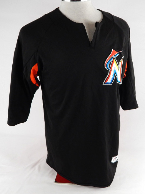 Miami Marlins #1 Game Used Black Jersey Batting Practice M 459