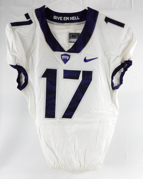 Texas Christian TCU Frogs #17 Game Issued White Jersey Football NP R 44 614