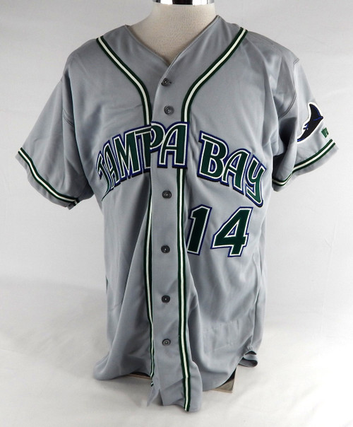 2001-02 Tampa Bay Devil Rays Jason Tyner #14 Game Issued Grey Jersey 46 496