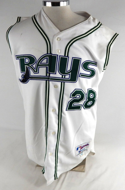 2003 Tampa Bay Devil Rays Jim Parque #28 Game Issued White Jersey 48 503