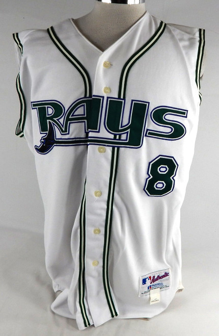 2004 Tampa Bay Devil Rays Jason Romano #8 Game Used White Jersey  506