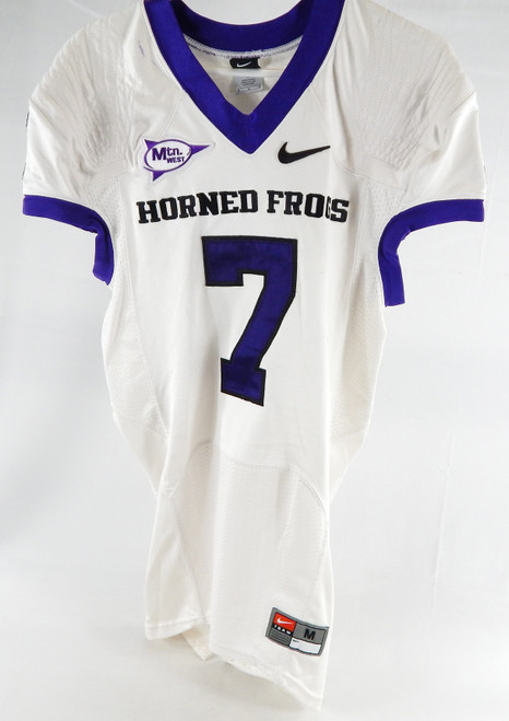 Texas Christian TCU Frogs #7 Game Used White Jersey Poinsettia Bowl P NP R M 4