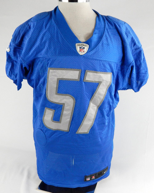 2018 Detroit Lions Eli Harold #57 Game Used Blue Practice Jersey 46 198
