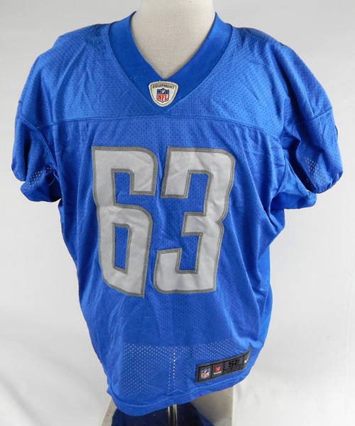 2013 Detroit Lions Jimmy Saddler-McQueen #63 Game Used Blue Practice Jersey 52 1