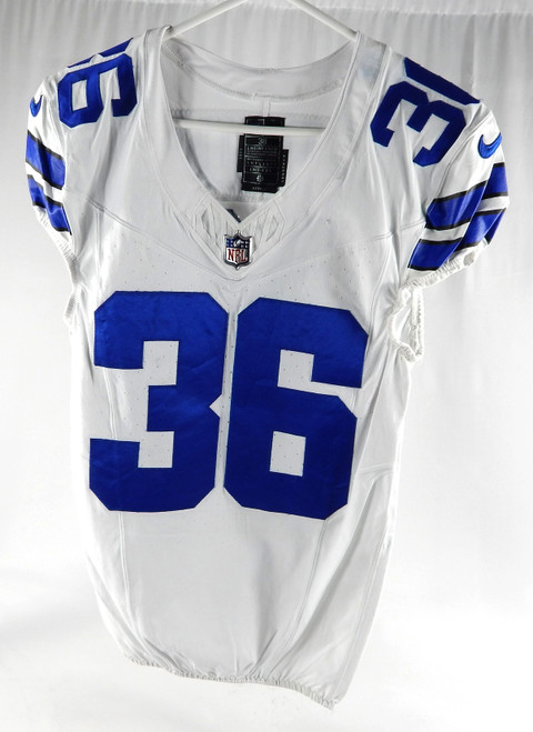 2023 Dallas Cowboys Sheldrick Redwine #36 Game Used White Jersey 38 DP87630