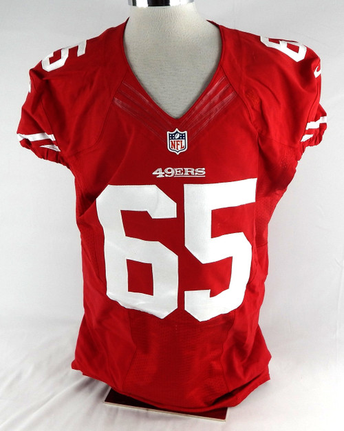 2013 San Francisco 49ers Jordan Devey #65 Game Used Red Jersey 48 869