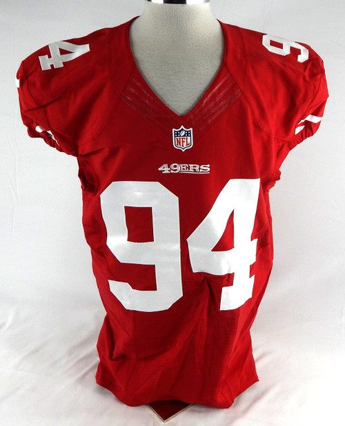 2013 San Francisco 49ers Justin Smith #94 Game Used Red Jersey 48 858
