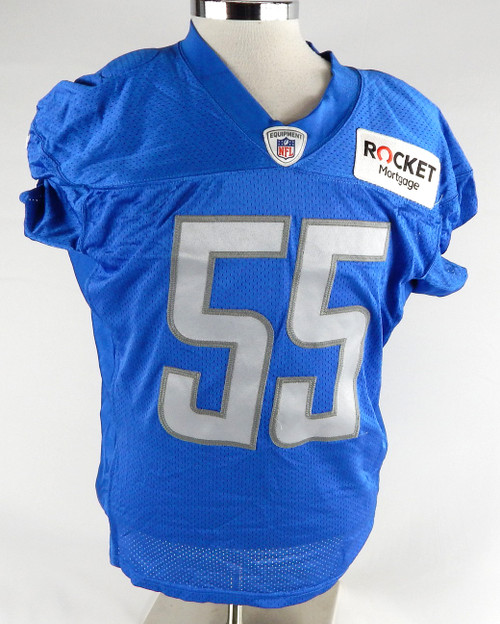 2022 Detroit Lions Derrick Barnes #55 Game Issued Blue Practice Jersey 46 189