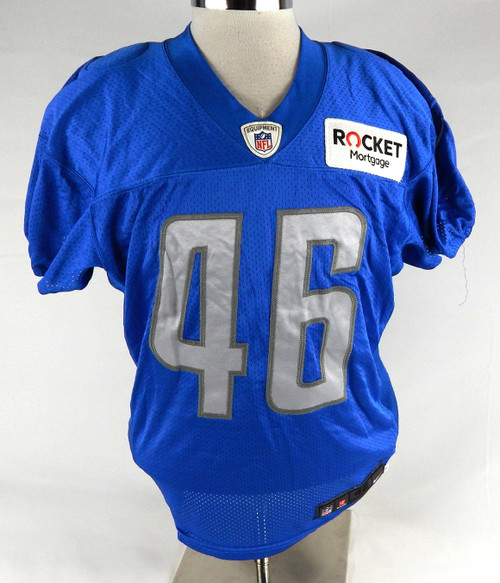 2017 Detroit Lions Des Lawrence #46 Game Used Blue Practice Jersey 46 306