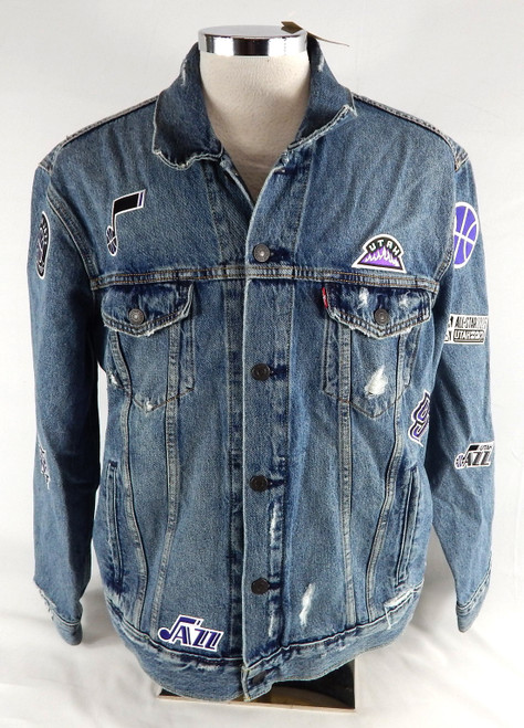 2023 Utah Jazz #50 Authentic Denim Jacket All Star Patch Levi Straus XL 562