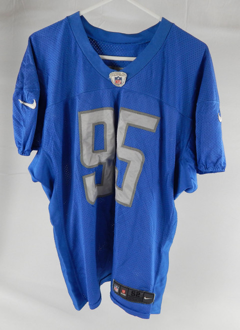 2017 Detroit Lions Jacquies Smith #95 Game Used Blue Practice Jersey NP Strip 8