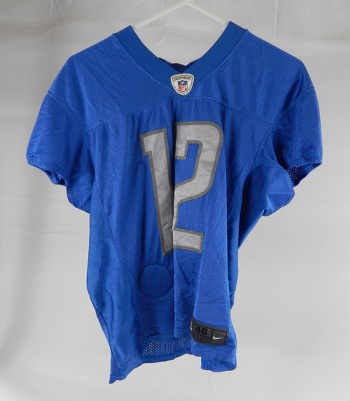 2015 Detroit Lions Jeremy Ross #12 Game Used Blue Practice Jersey 46 212