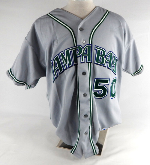 2001-04 Tampa Bay Devil Rays Brown #50 Game Used Grey Jersey 486