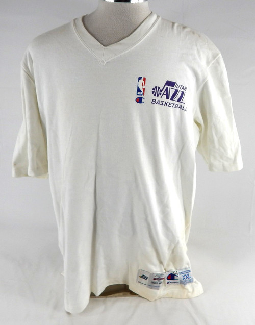 1994-95 Utah Jazz James Donaldson #54 Game Issued Pos Used White Training Shirt3