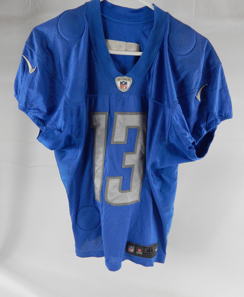 2015 Detroit Lions T.J. Jones #13 Game Used Blue Practice Jersey 46 211