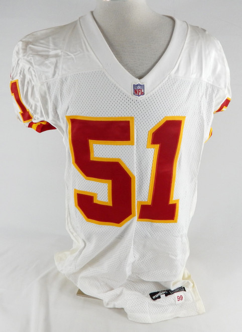 1999 Kansas City Chiefs Lewis Bush #51 Game Issued White Jersey 48 764