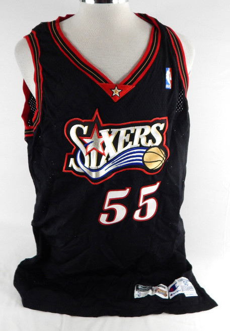 1998-99 Philadelphia 76ers Williams #55 Game Issued Black Jersey 50 243