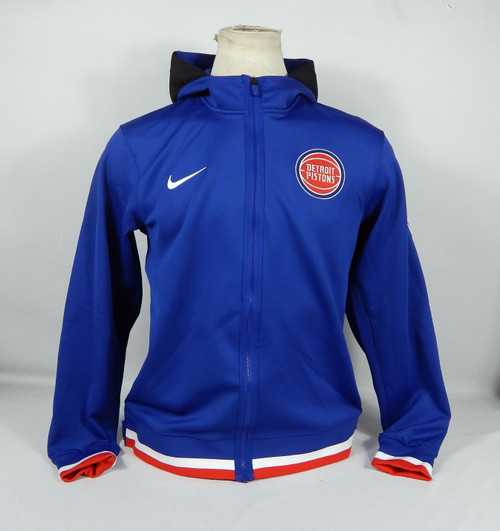 2021-22 Detroit Pistons Game Issued Blue Warm Up Jacket NBA 75th Patch M 056S
