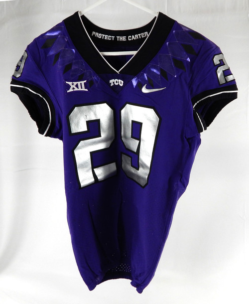 2019-24 Texas Christian TCU Frogs #29 Game Used Purple Jersey Football NP R 40 6