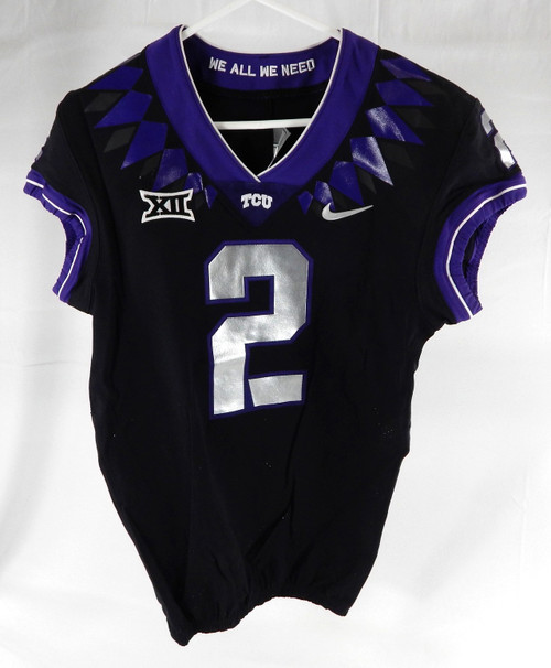 2019-24 Texas Christian TCU Frogs #2 Game Used Black Jersey Football NP R 40 070