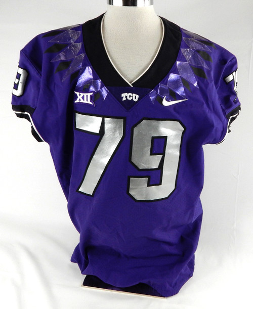 2019-24 Texas Christian TCU Frogs #79 Game Used Purple Jersey Football NP R 50 3