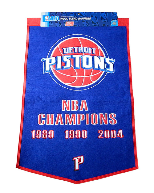 Detroit Pistons NBA Champions Winning Streak Large Wool Blend Banner 24x36 New