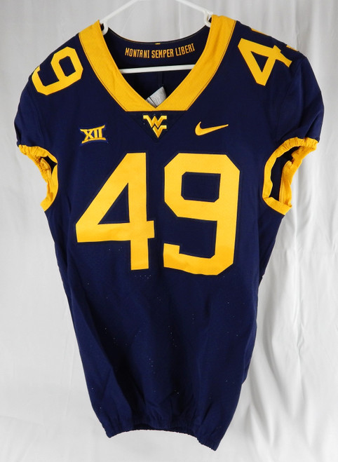 2019-23 West Virginia Mountaineers #49 Game Used Navy Jersey Football NP R 42 2