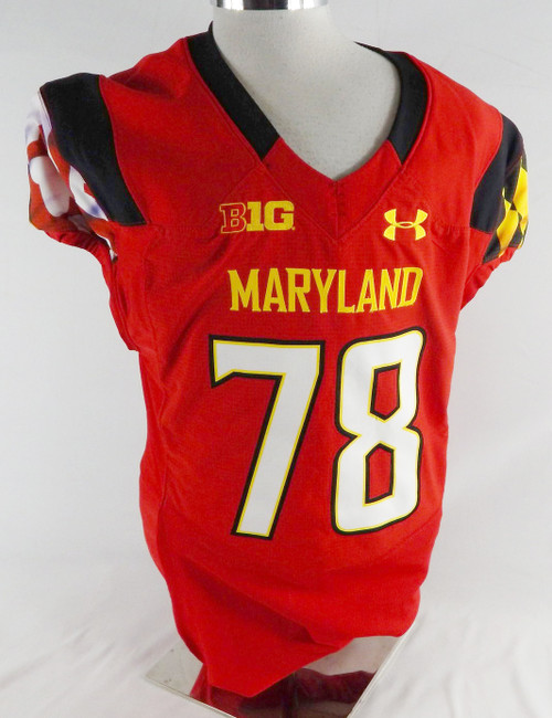 2017 Maryland Terrapins Mason Hagey #78 Game Used Red Jersey Football 48 556