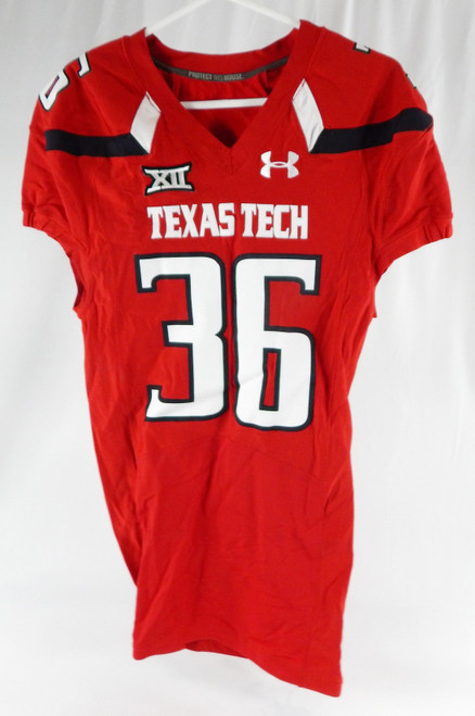 2015 Texas Tech Red Raiders #36 Game Used Red Jersey Football NP Rem 623